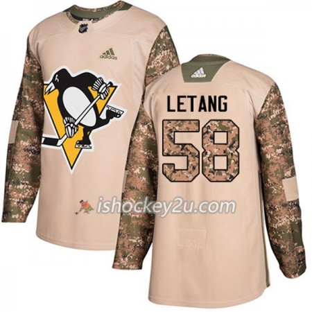 Mænd NHL Pittsburgh Penguins Trøje Kris Letang 58 Adidas 2017-2018 Camo Veterans Day Practice Authentic